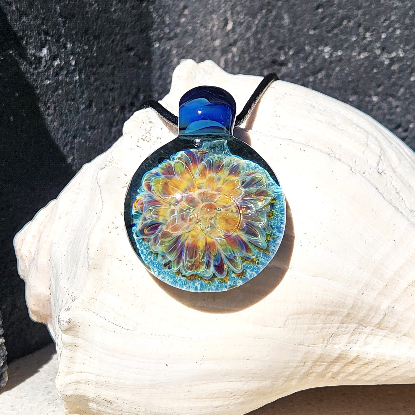 Blown Glass Pendant - Hues of Purple Flower