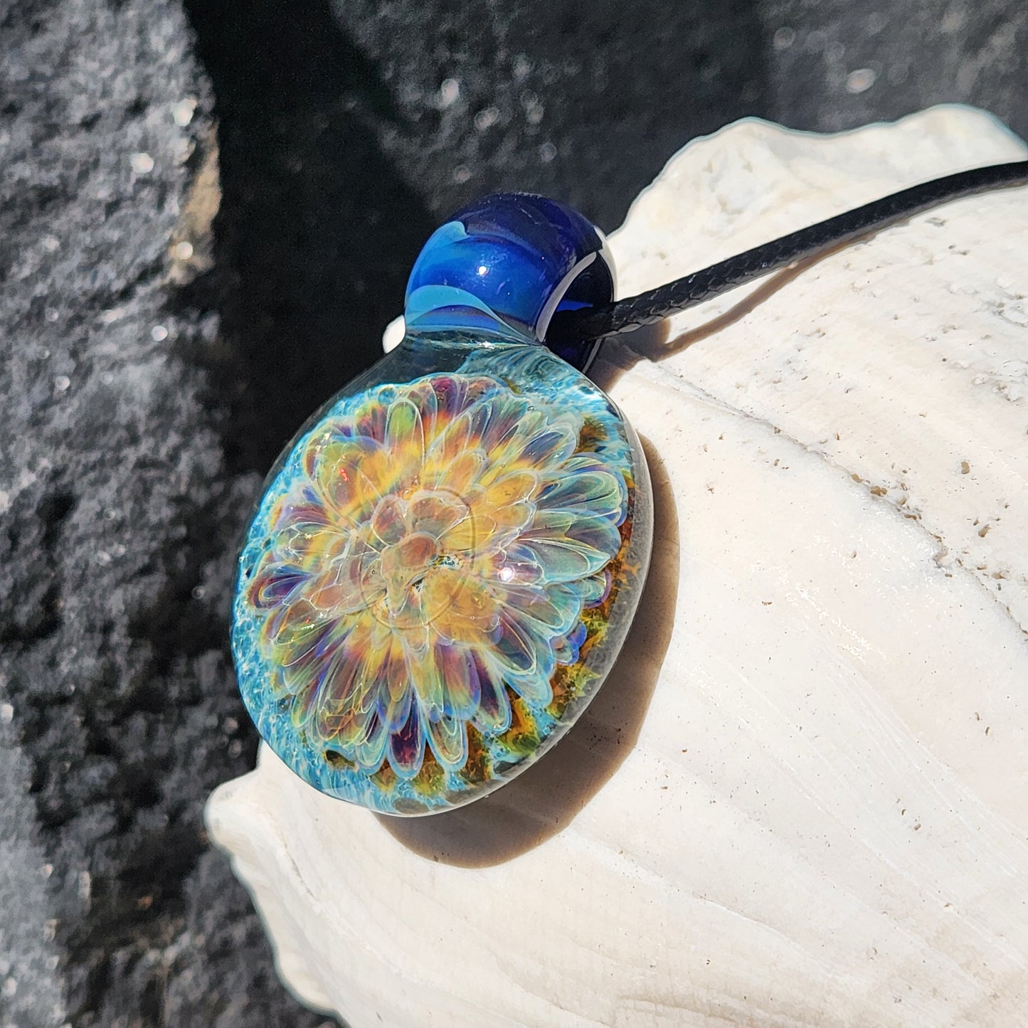 Blown Glass Pendant - Hues of Purple Flower