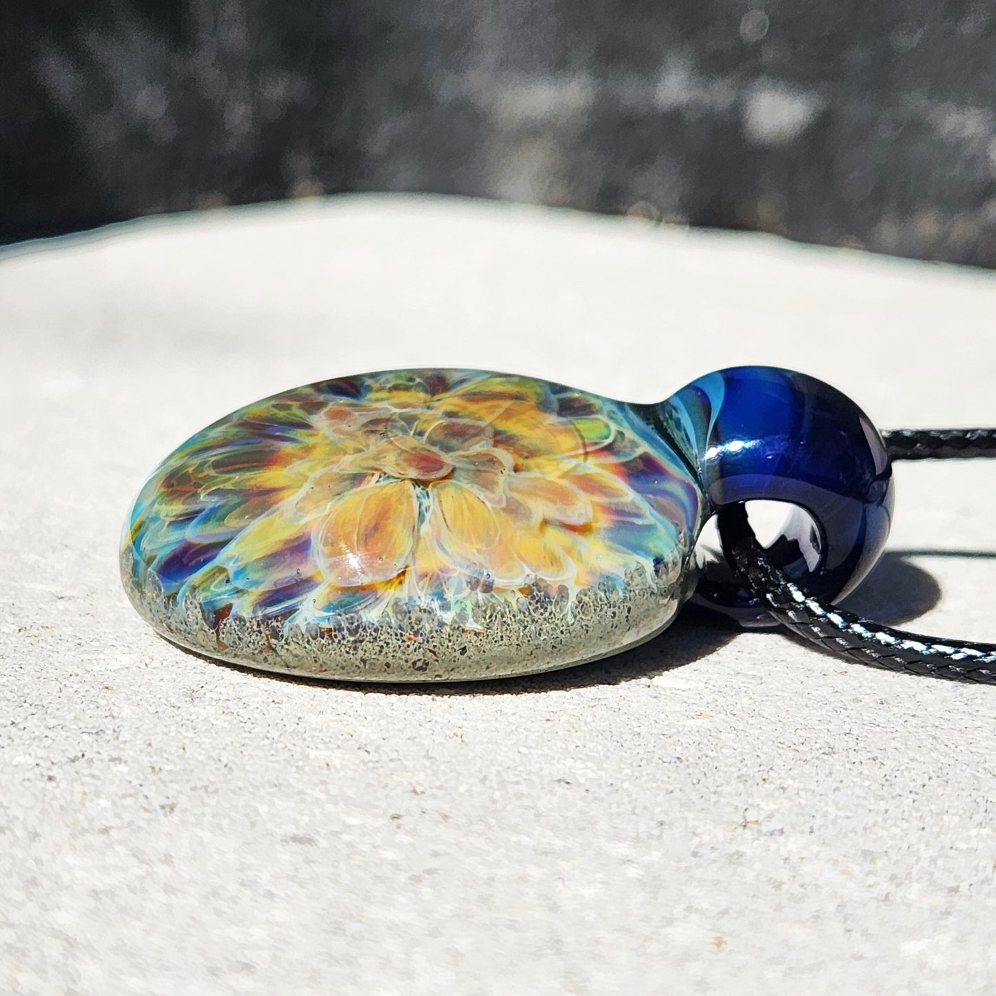 Blown Glass Pendant - Hues of Purple Flower