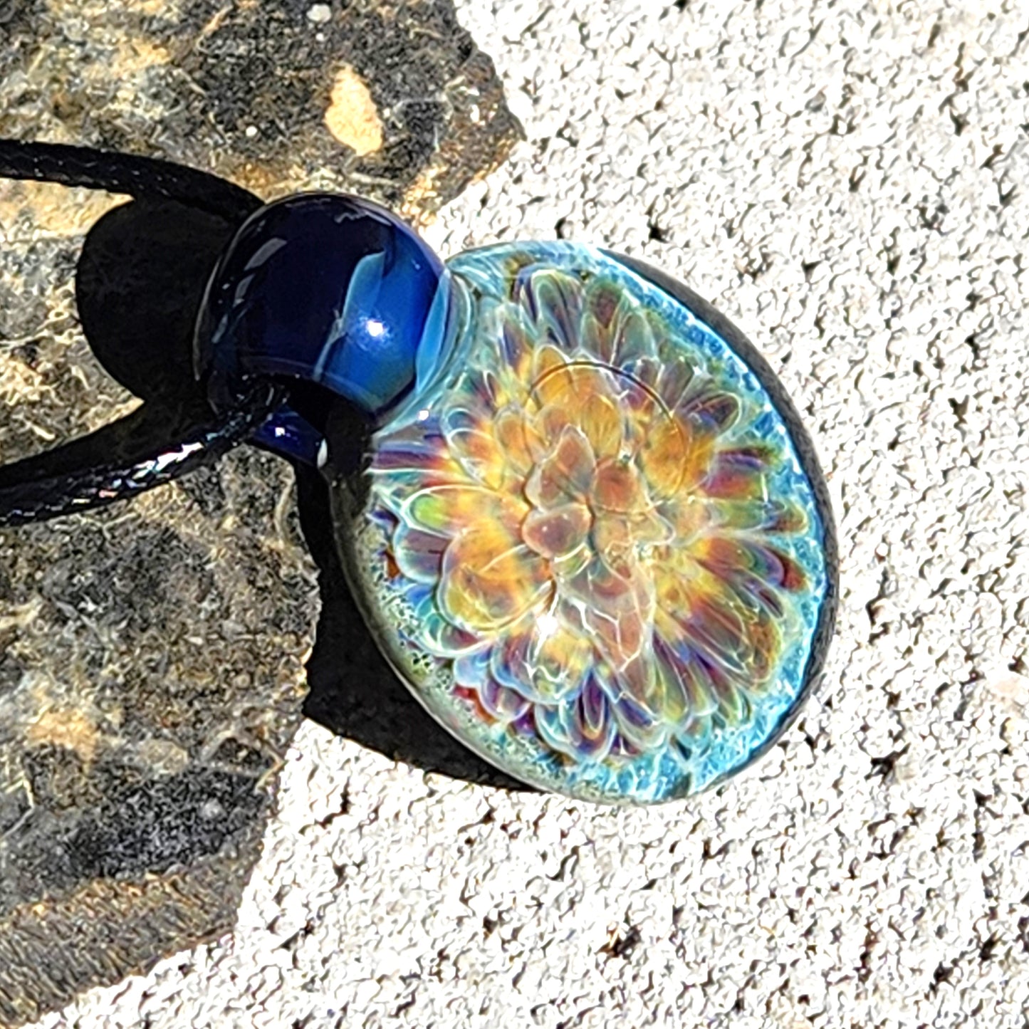 Blown Glass Pendant - Hues of Purple Flower