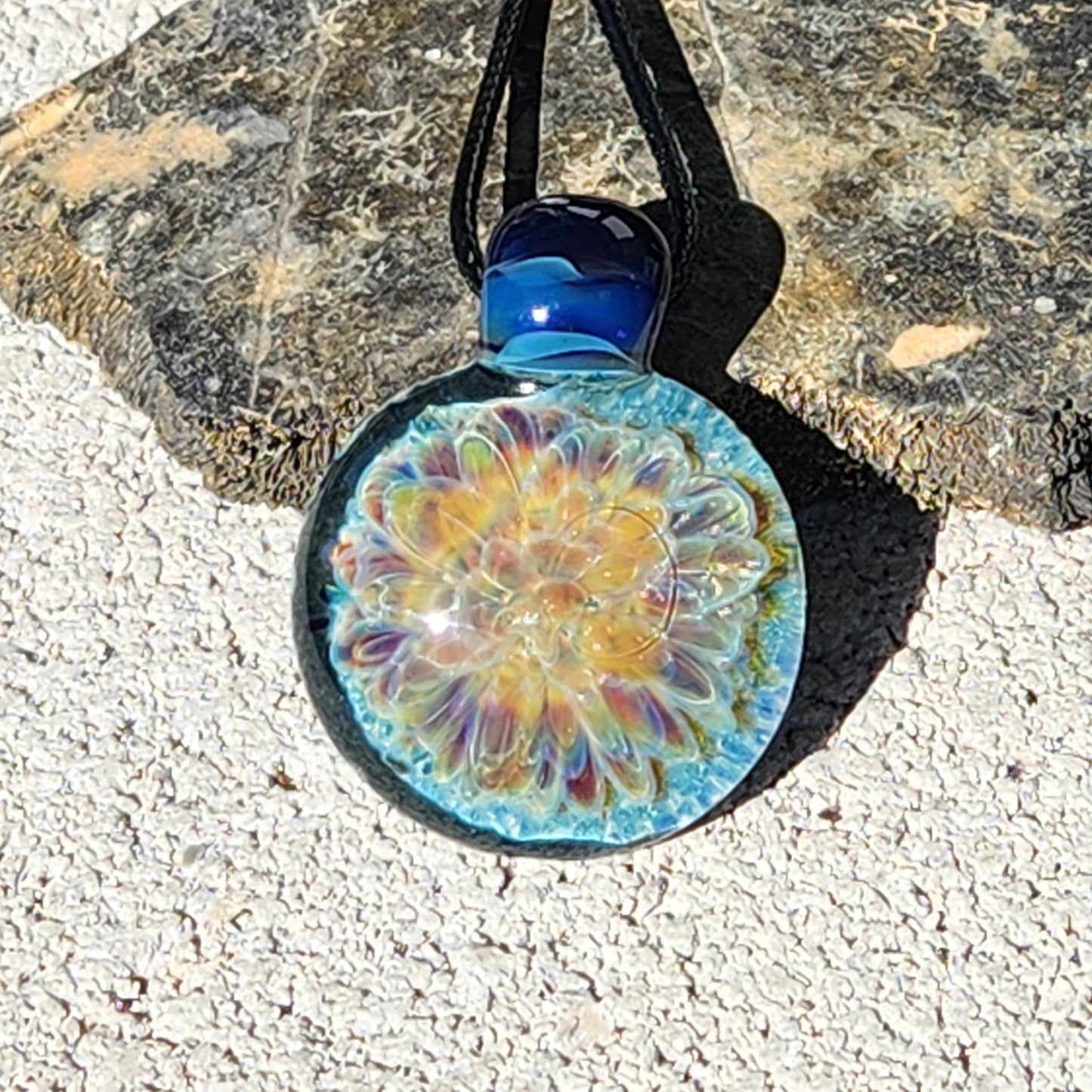 Blown Glass Pendant - Hues of Purple Flower