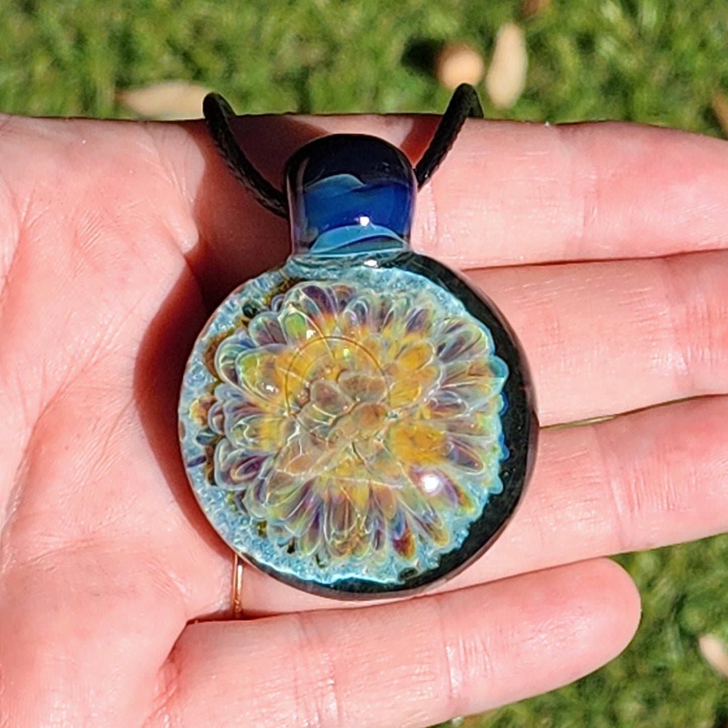 Blown Glass Pendant - Hues of Purple Flower