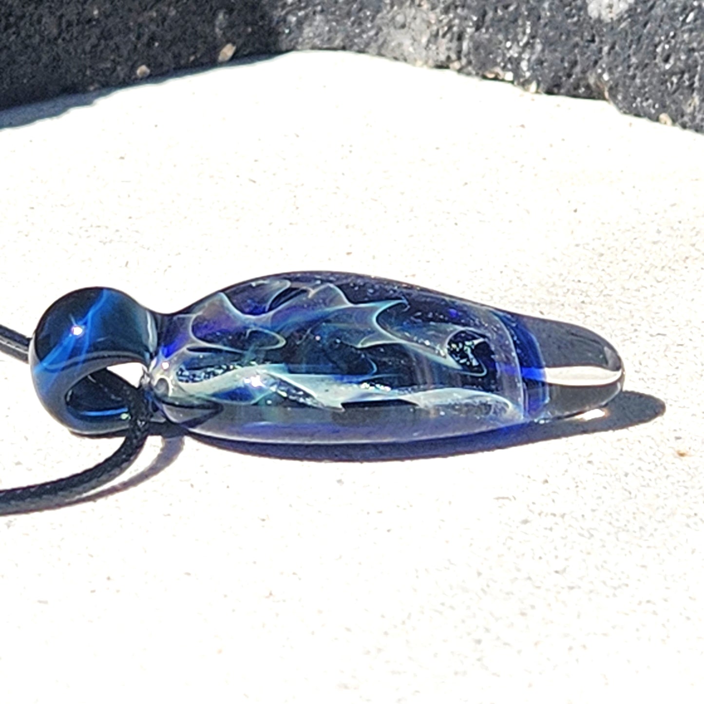 Statement Glass Pendant with Pure Silver and Dichroic Glass