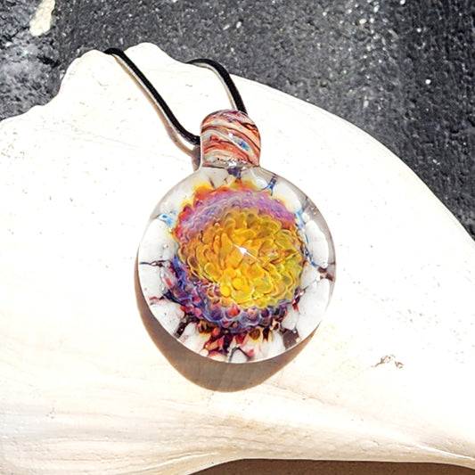 Handblown Borosilicate Glass Pendant Necklace: Trippy Glass Jewelry Gift