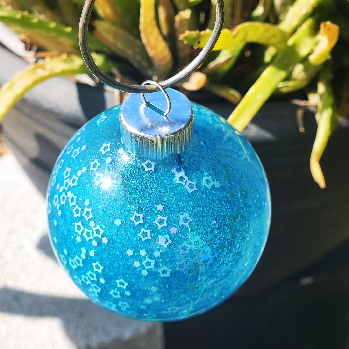 Sparkly Glass Christmas Ornament - Handmade Glitter Ball Holiday Decor