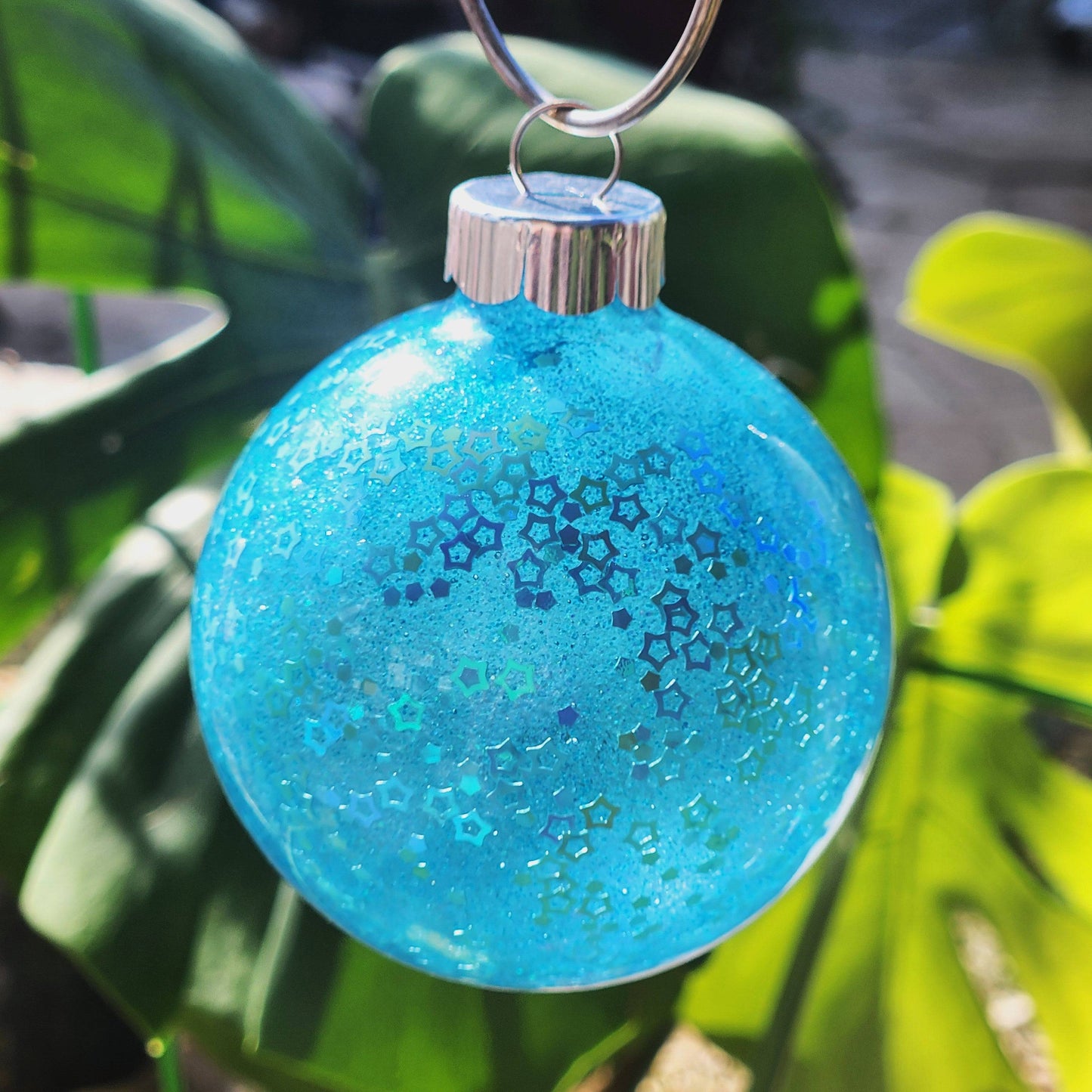 Sparkly Glass Christmas Ornament - Handmade Glitter Ball Holiday Decor