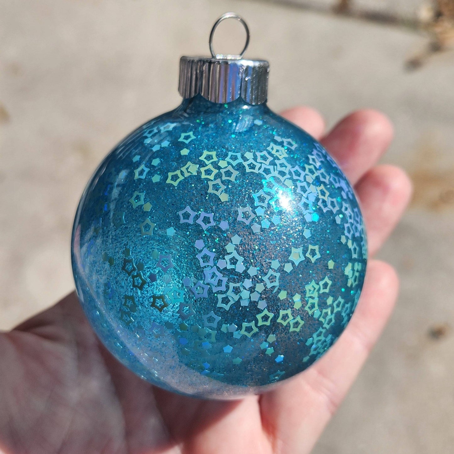 Sparkly Glass Christmas Ornament - Handmade Glitter Ball Holiday Decor