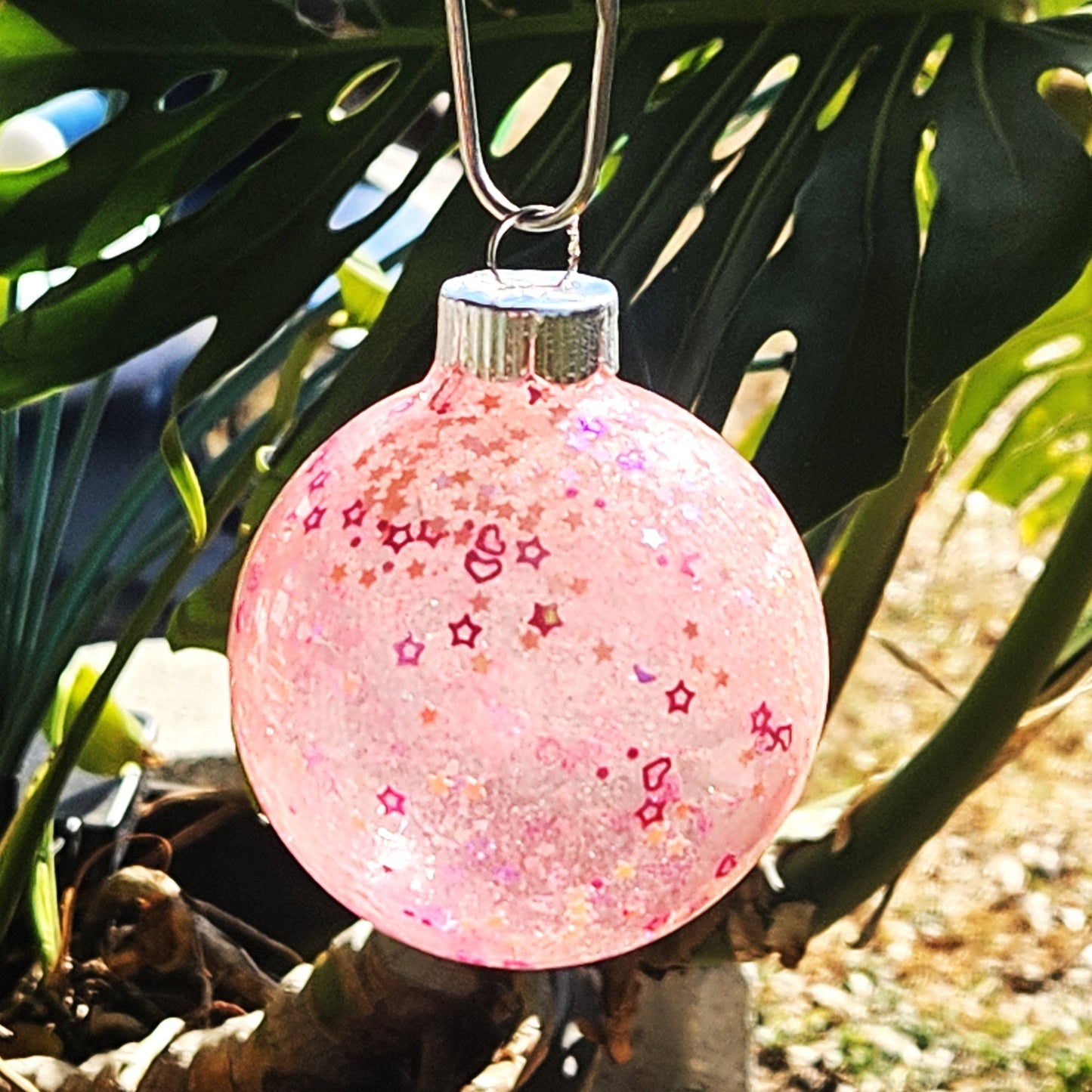 Sparkly Glass Christmas Ornament - Handmade Glitter Ball Holiday Decor