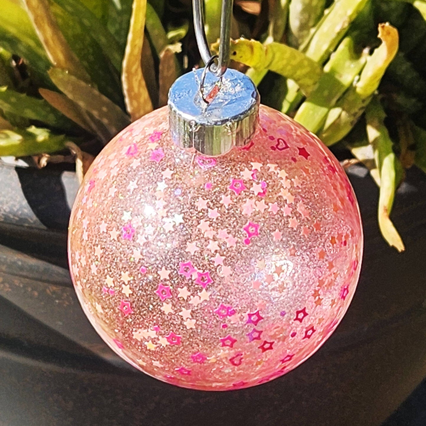 Sparkly Glass Christmas Ornament - Handmade Glitter Ball Holiday Decor