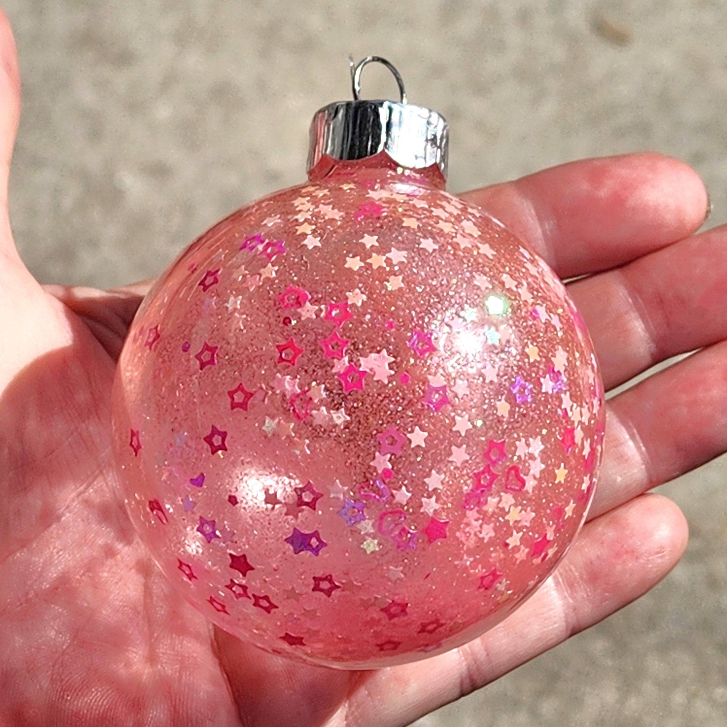 Sparkly Glass Christmas Ornament - Handmade Glitter Ball Holiday Decor