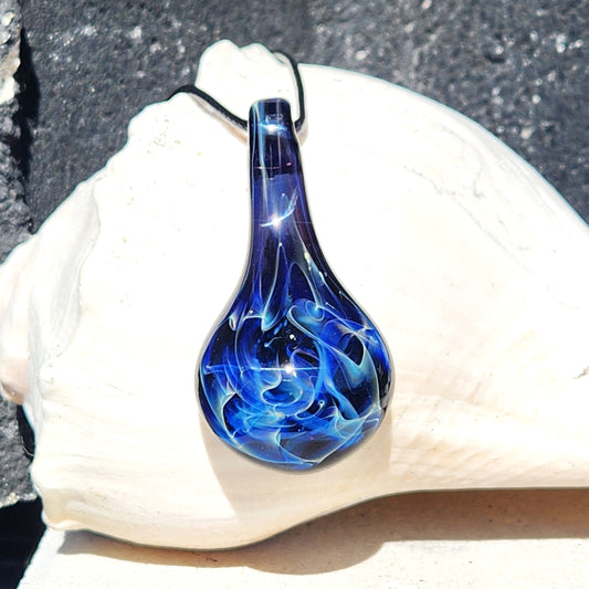 Teardrop Galaxy Glass Pendant Necklace – Handmade Jewelry