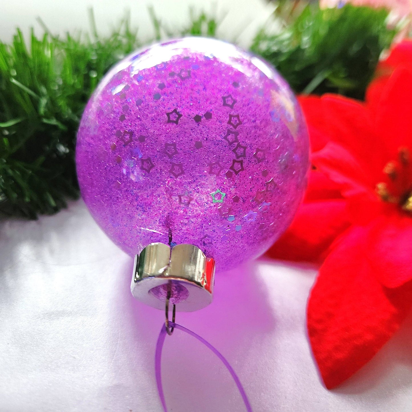 Sparkly Glass Christmas Ornament - Handmade Glitter Ball Holiday Decor