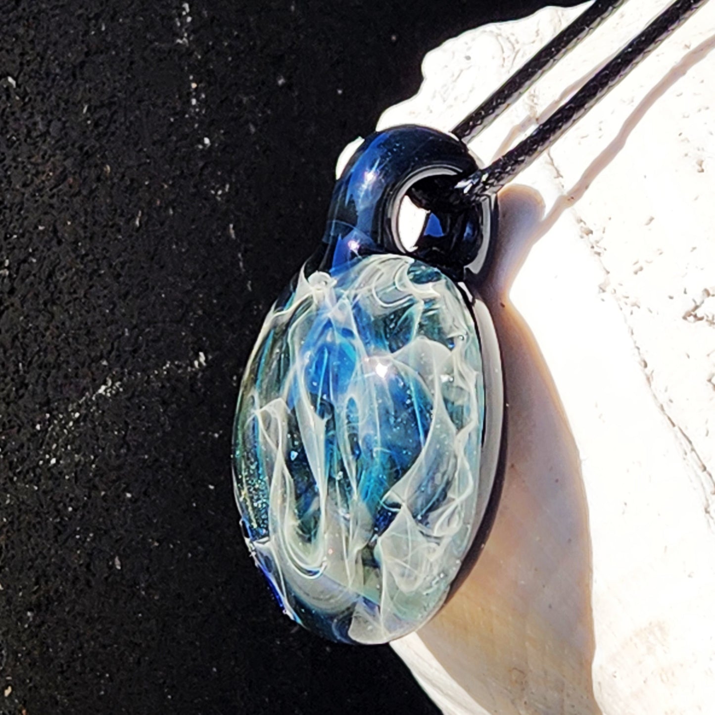 Blown Glass Pendant Necklace - Galaxy Glass Pendant