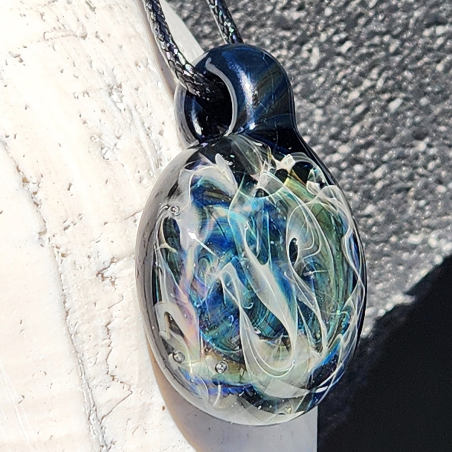 Blown Glass Pendant Necklace - Galaxy Glass Pendant