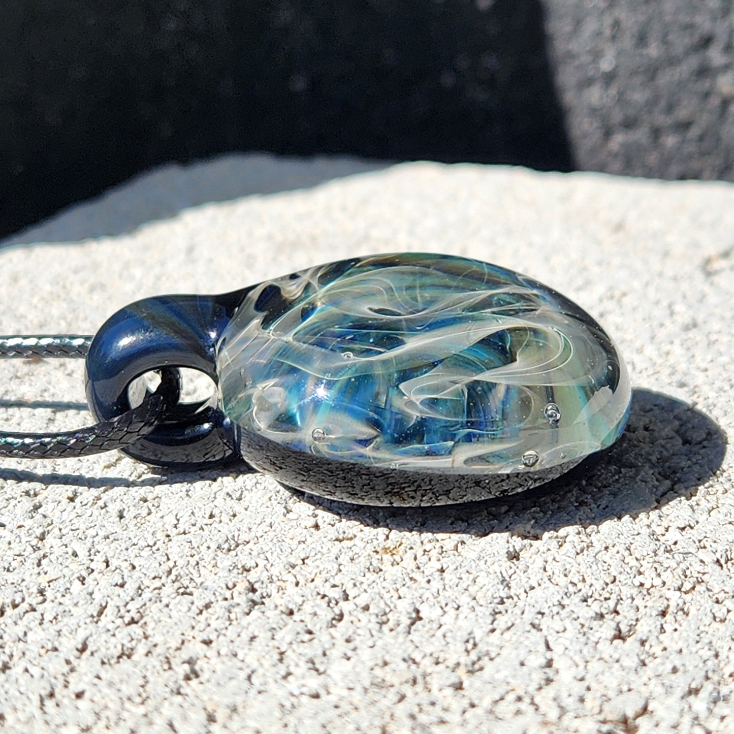 Blown Glass Pendant Necklace - Galaxy Glass Pendant