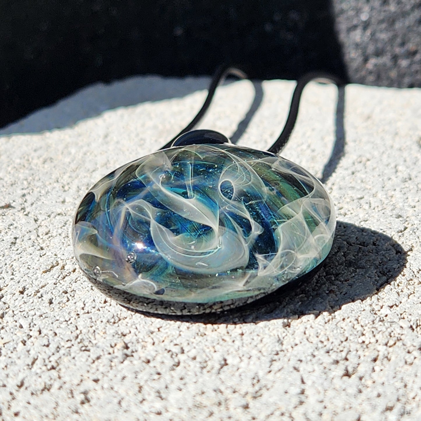 Blown Glass Pendant Necklace - Galaxy Glass Pendant