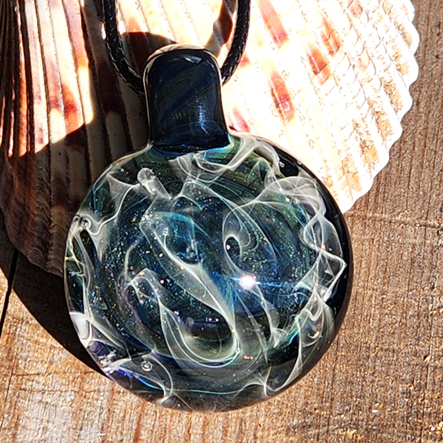 Blown Glass Pendant Necklace - Galaxy Glass Pendant