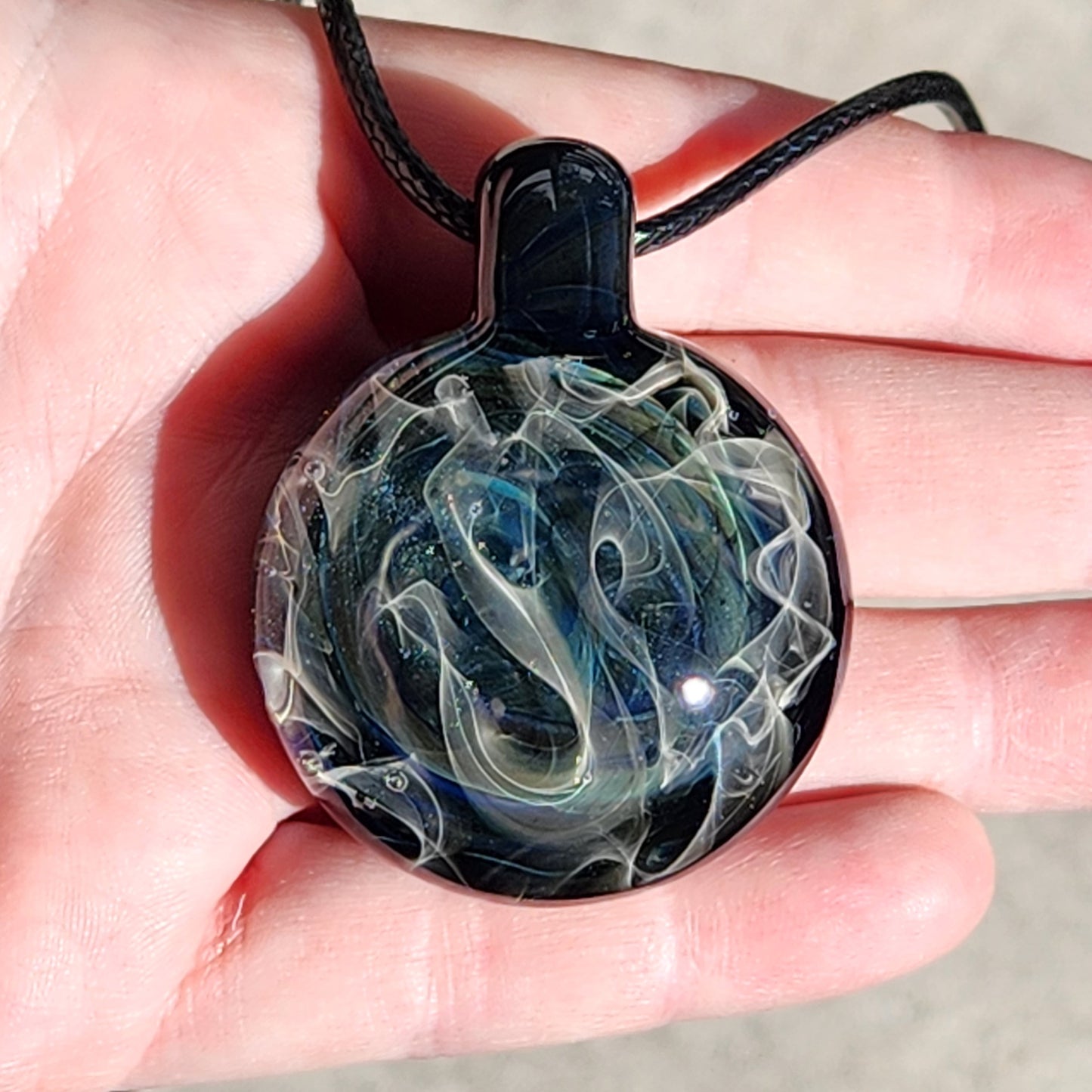 Blown Glass Pendant Necklace - Galaxy Glass Pendant