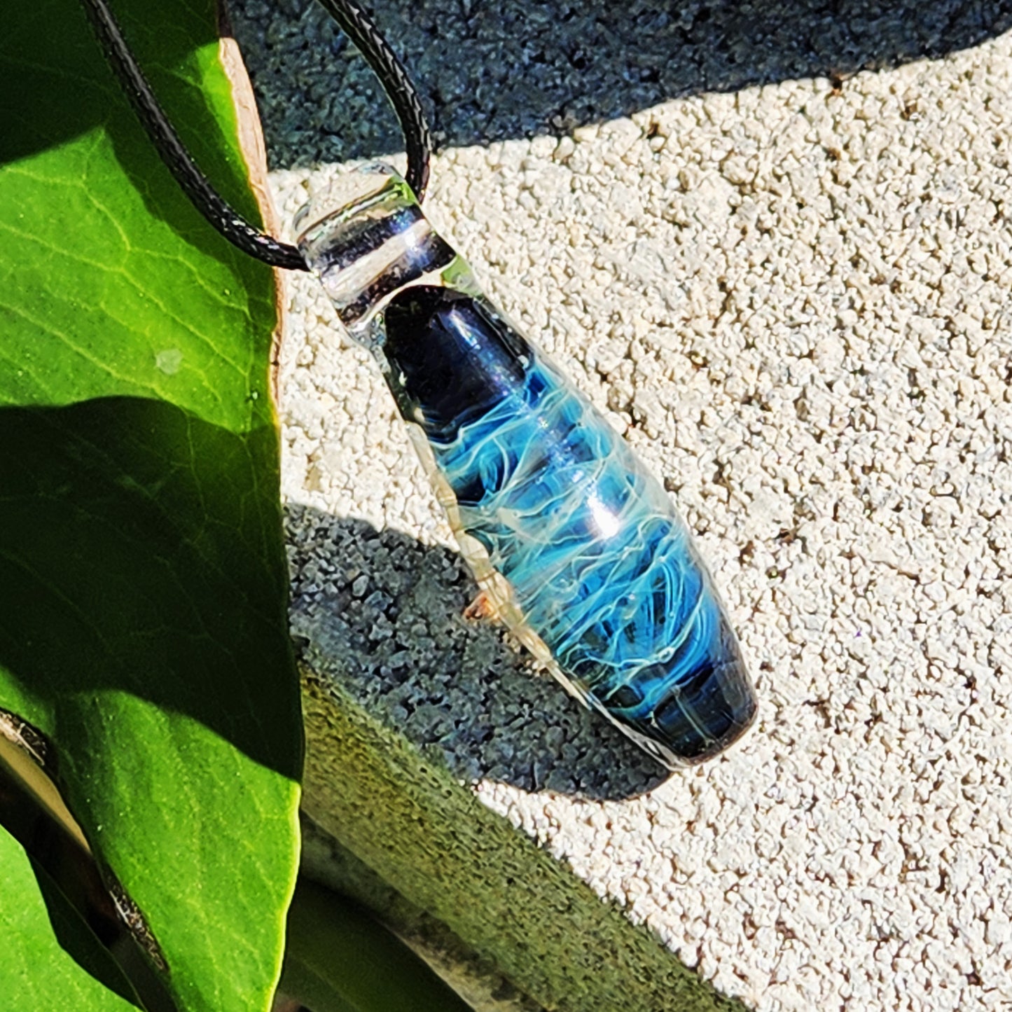 Teardrop Galaxy Glass Pendant Necklace – Handmade Jewelry