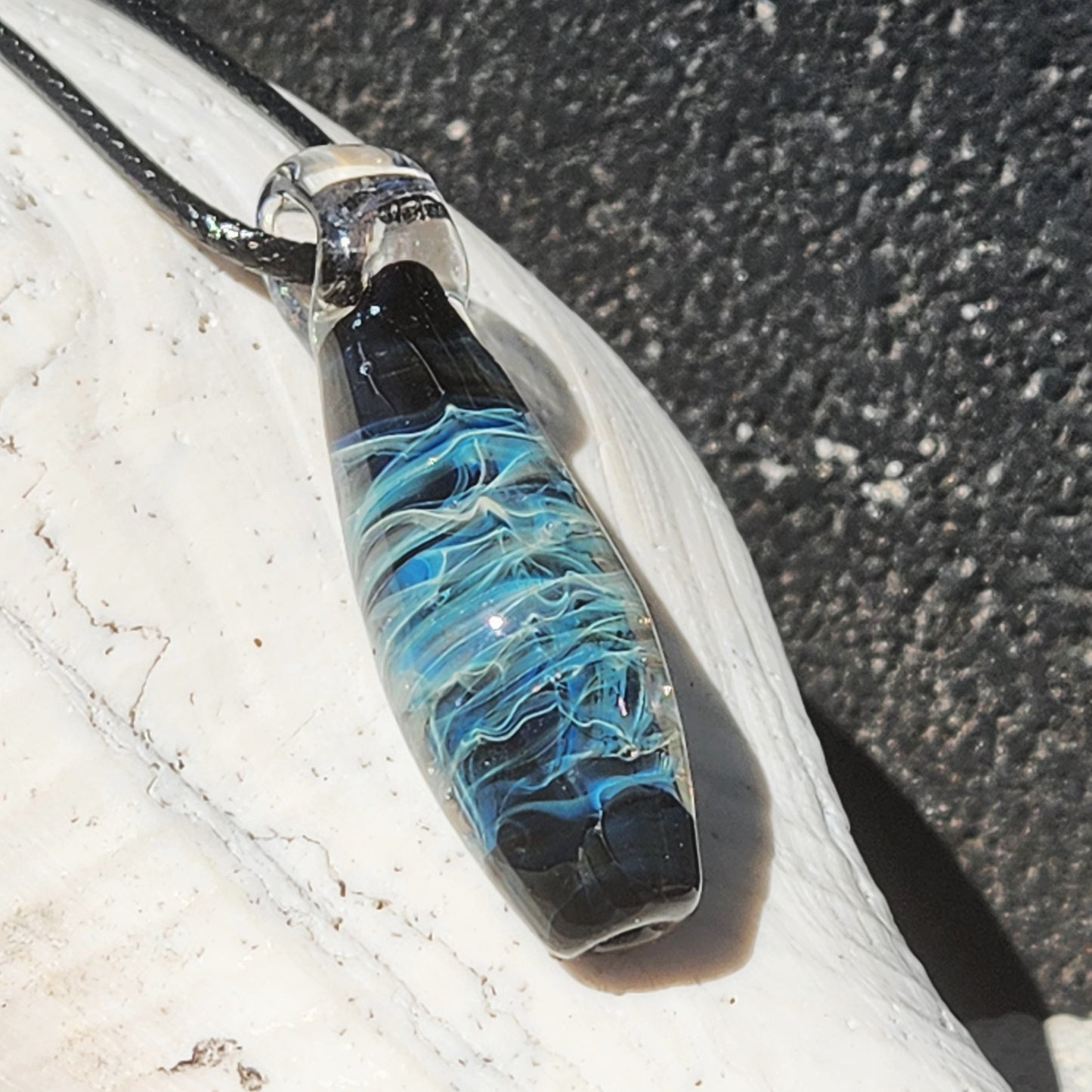 Teardrop Galaxy Glass Pendant Necklace – Handmade Jewelry