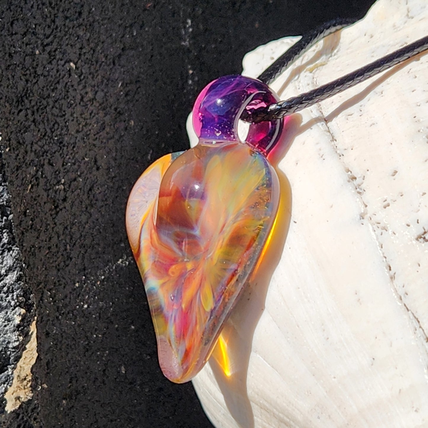 Handcrafted Blown Glass Pendant: Unique Trippy Design