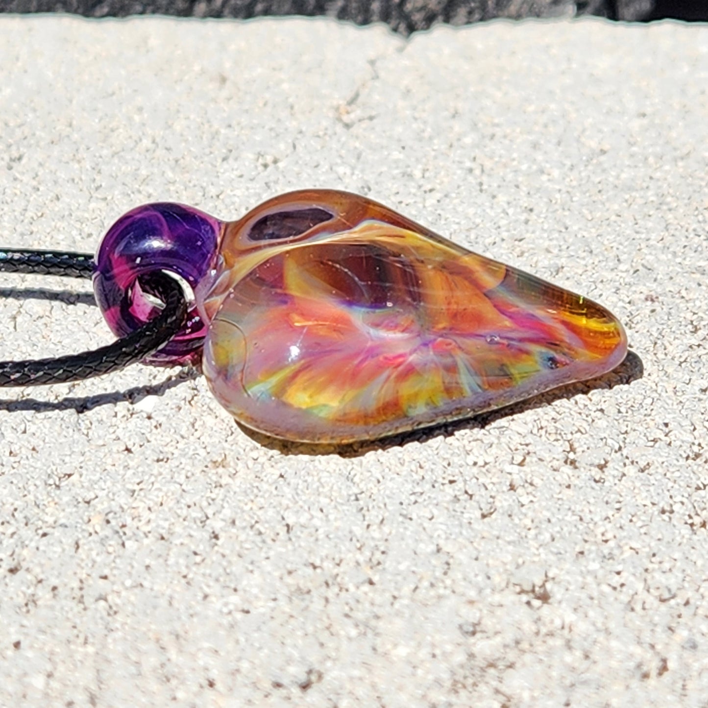 Handcrafted Blown Glass Pendant: Unique Trippy Design