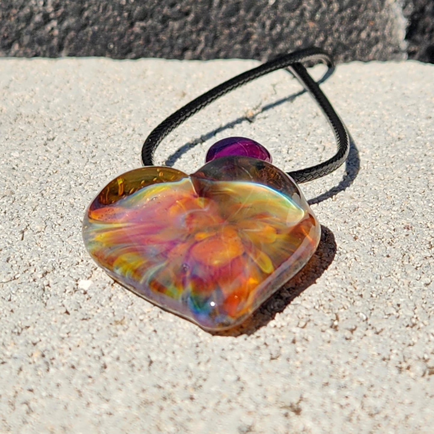 Handcrafted Blown Glass Pendant: Unique Trippy Design