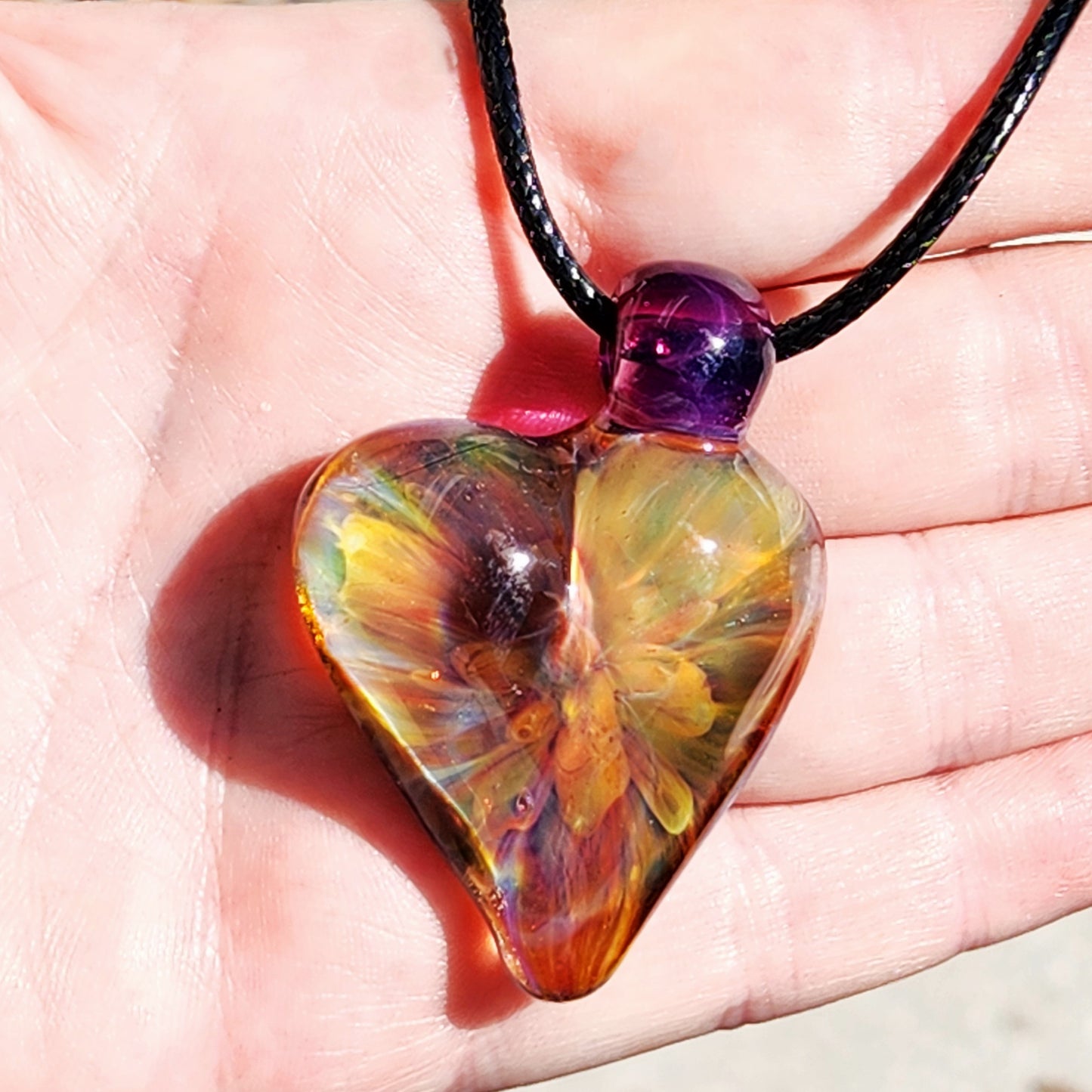 Handcrafted Blown Glass Pendant: Unique Trippy Design