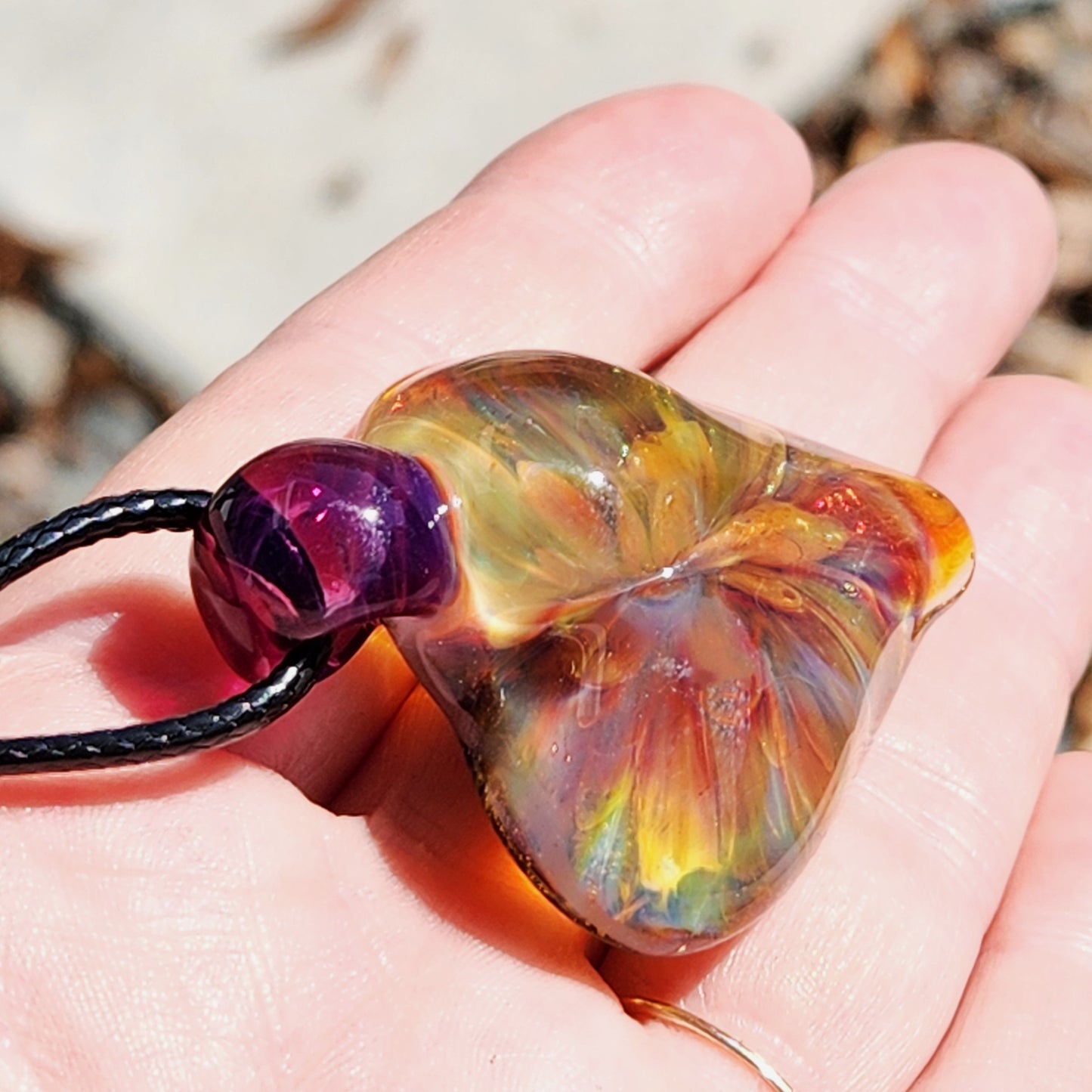 Handcrafted Blown Glass Pendant: Unique Trippy Design