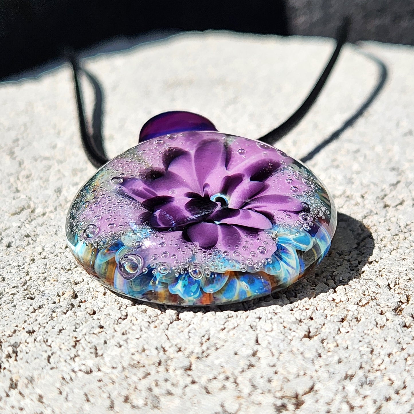 Handblown Borosilicate Glass Pendant Necklace: Trippy Glass Jewelry Gift