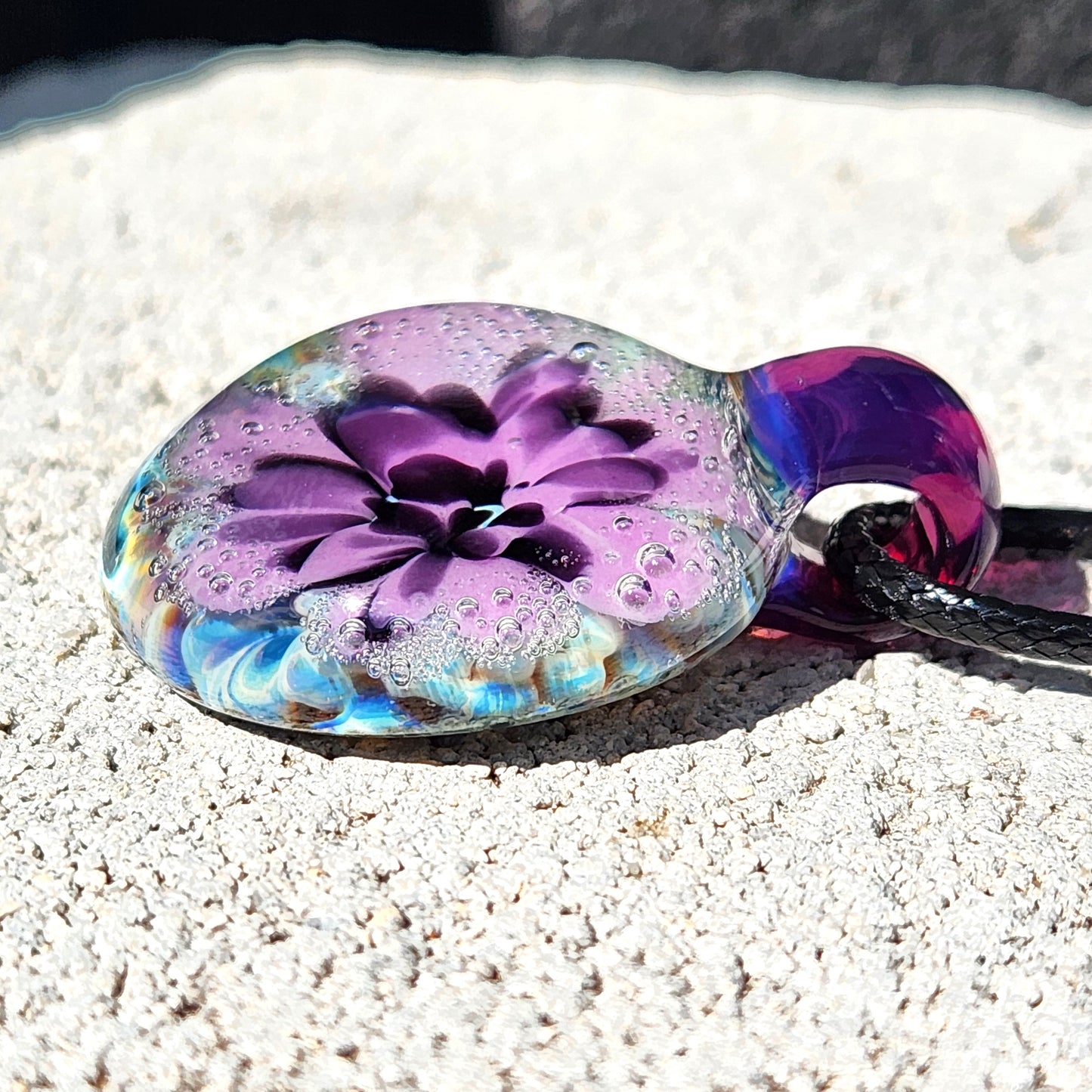 Handblown Borosilicate Glass Pendant Necklace: Trippy Glass Jewelry Gift