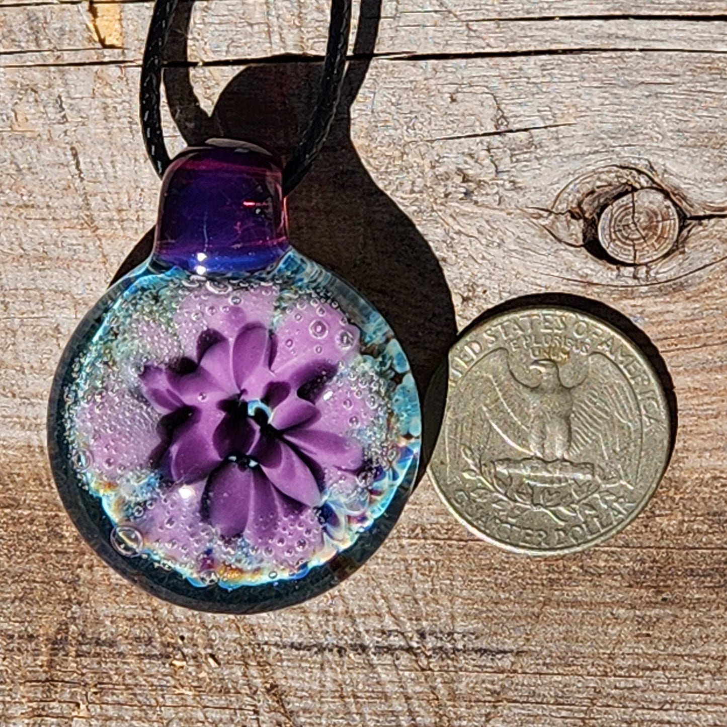 Handblown Borosilicate Glass Pendant Necklace: Trippy Glass Jewelry Gift