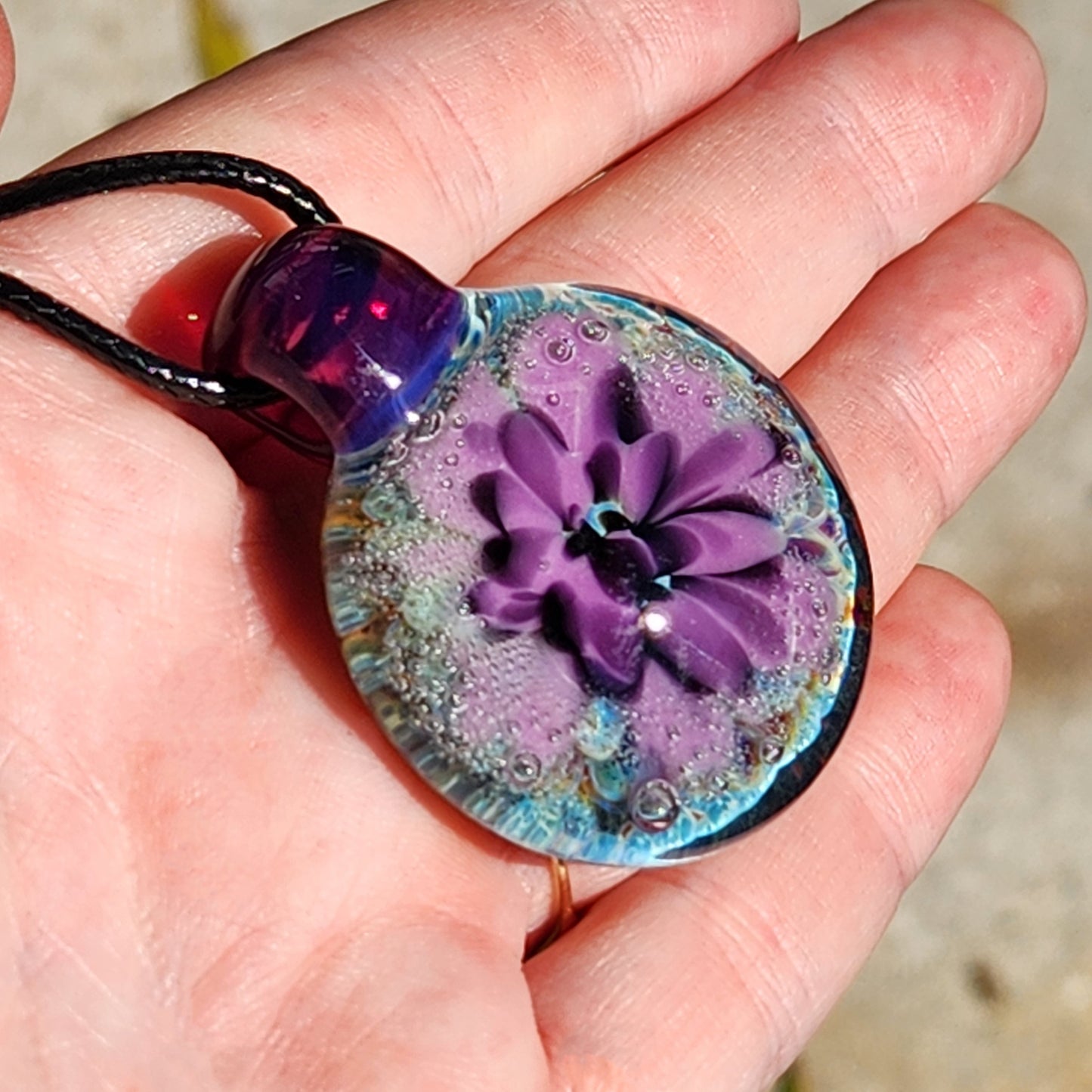 Handblown Borosilicate Glass Pendant Necklace: Trippy Glass Jewelry Gift