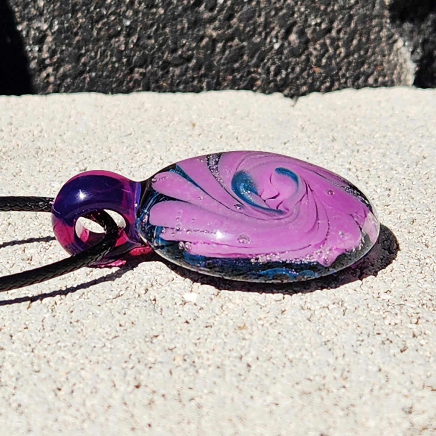 Large Handmade Glass Pendant – Purple Spiral Jewelry