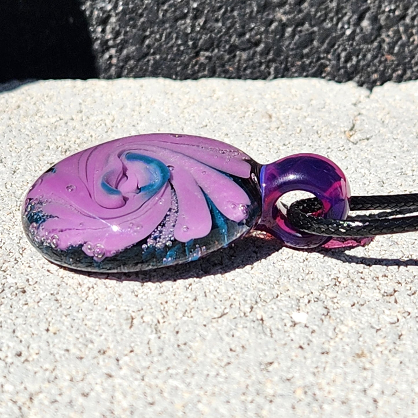 Large Handmade Glass Pendant – Purple Spiral Jewelry