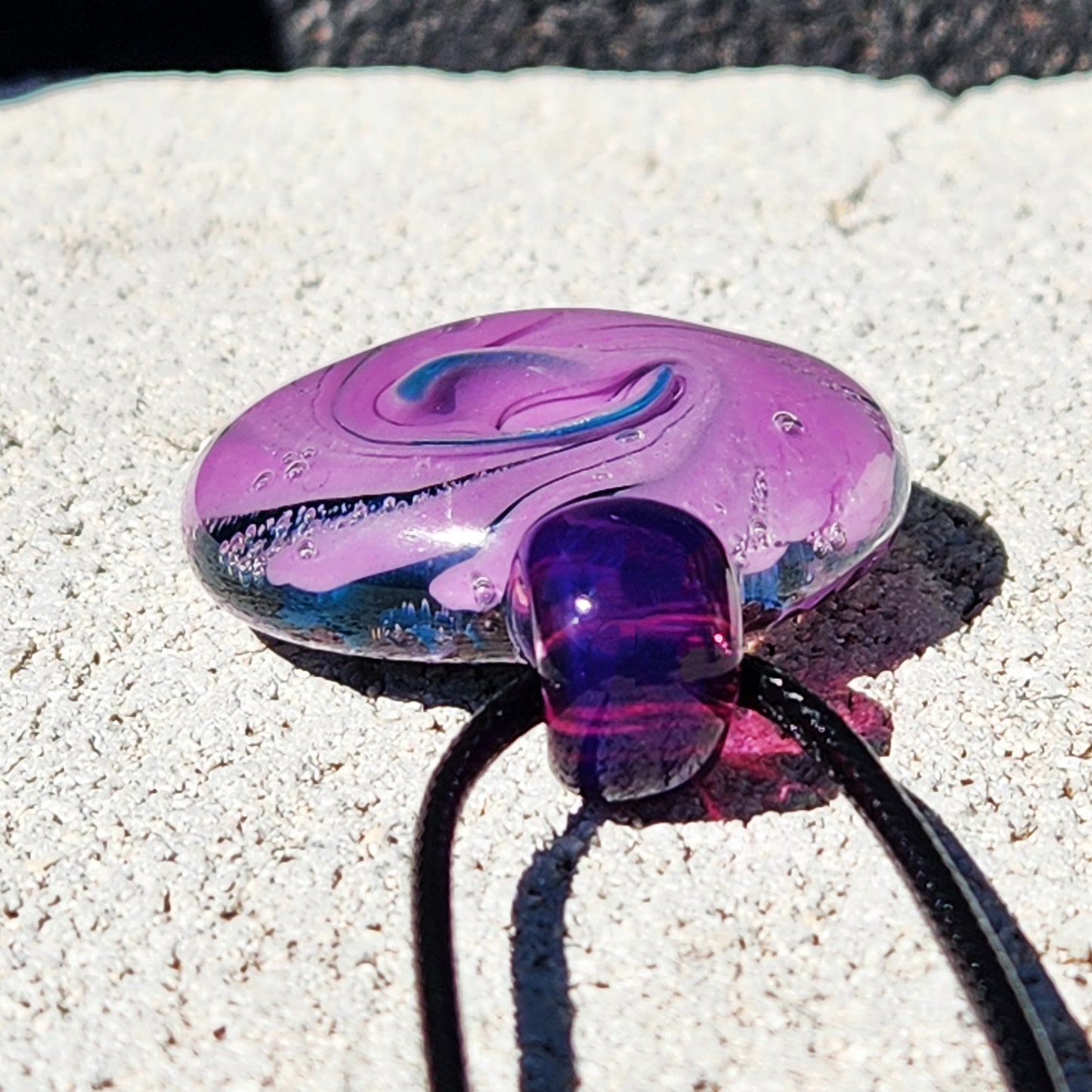 Large Handmade Glass Pendant – Purple Spiral Jewelry