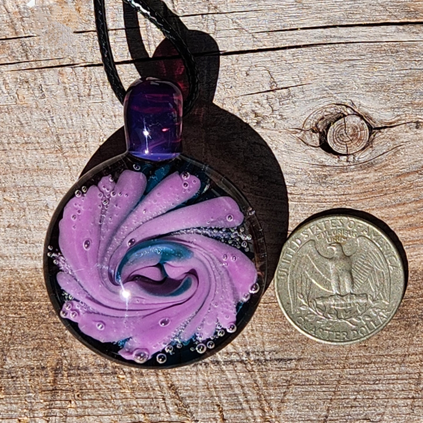 Large Handmade Glass Pendant – Purple Spiral Jewelry