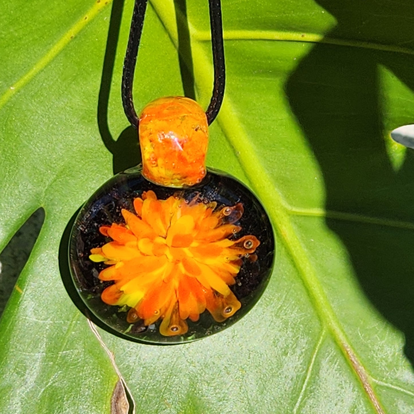 Blown glass pendant necklace