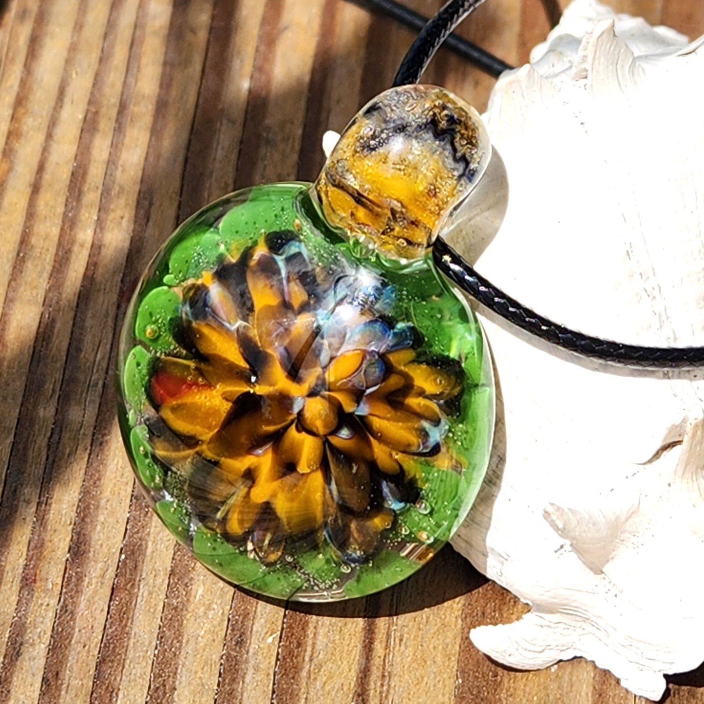 Unique Handmade Blown Glass Pendant Necklace