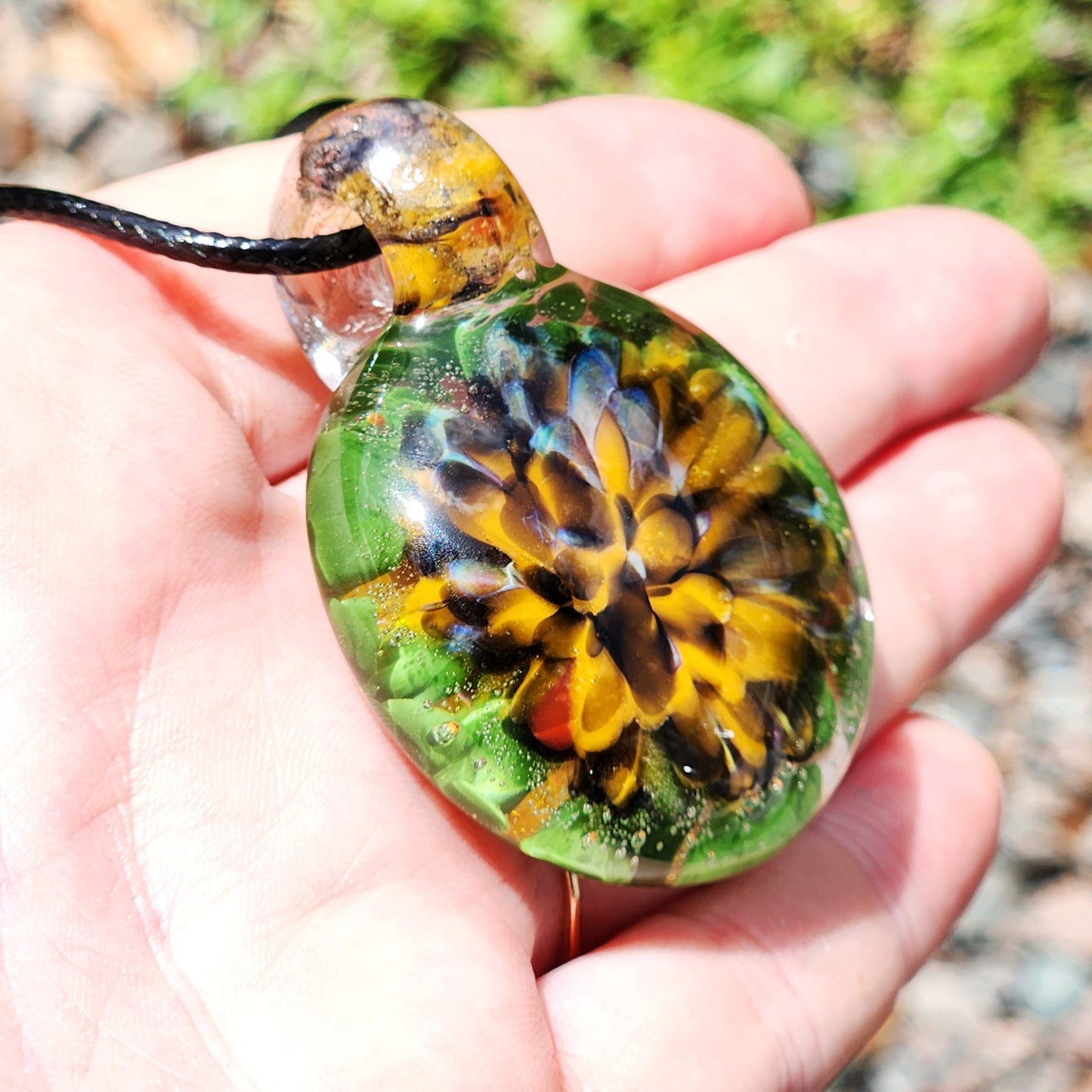 Unique Handmade Blown Glass Pendant Necklace