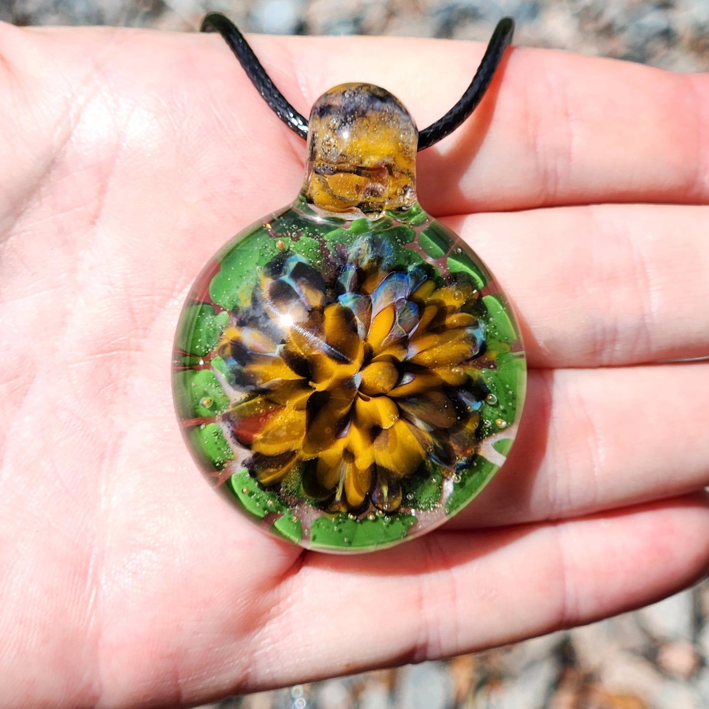 Unique Handmade Blown Glass Pendant Necklace