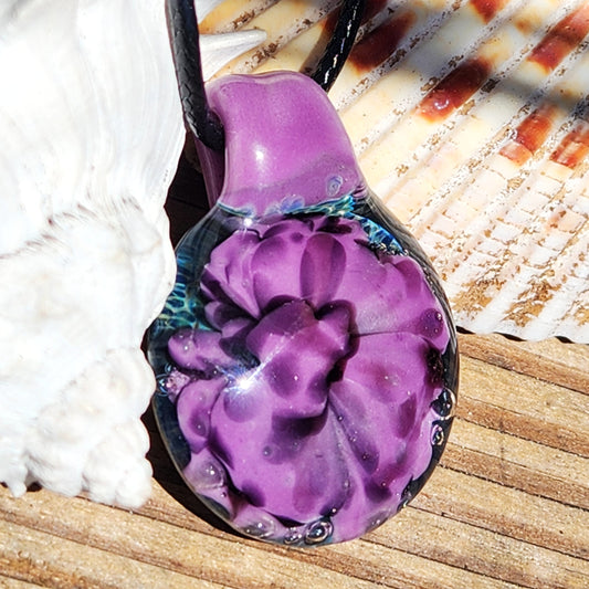 Purple Flower Glass Pendant