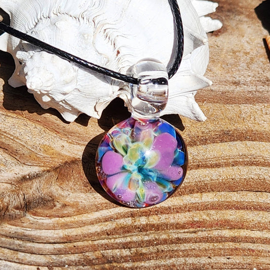 Small Purple Glass Pendant Necklace