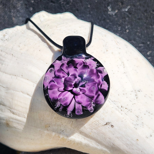 Purple Handmade Blown Glass Pendant – Unique Borosilicate Jewelry