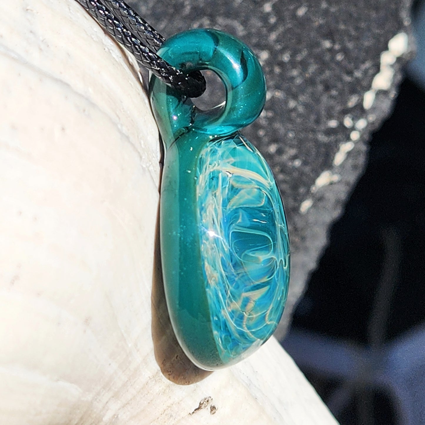 Handmade Turquoise Glass Pendant Necklace