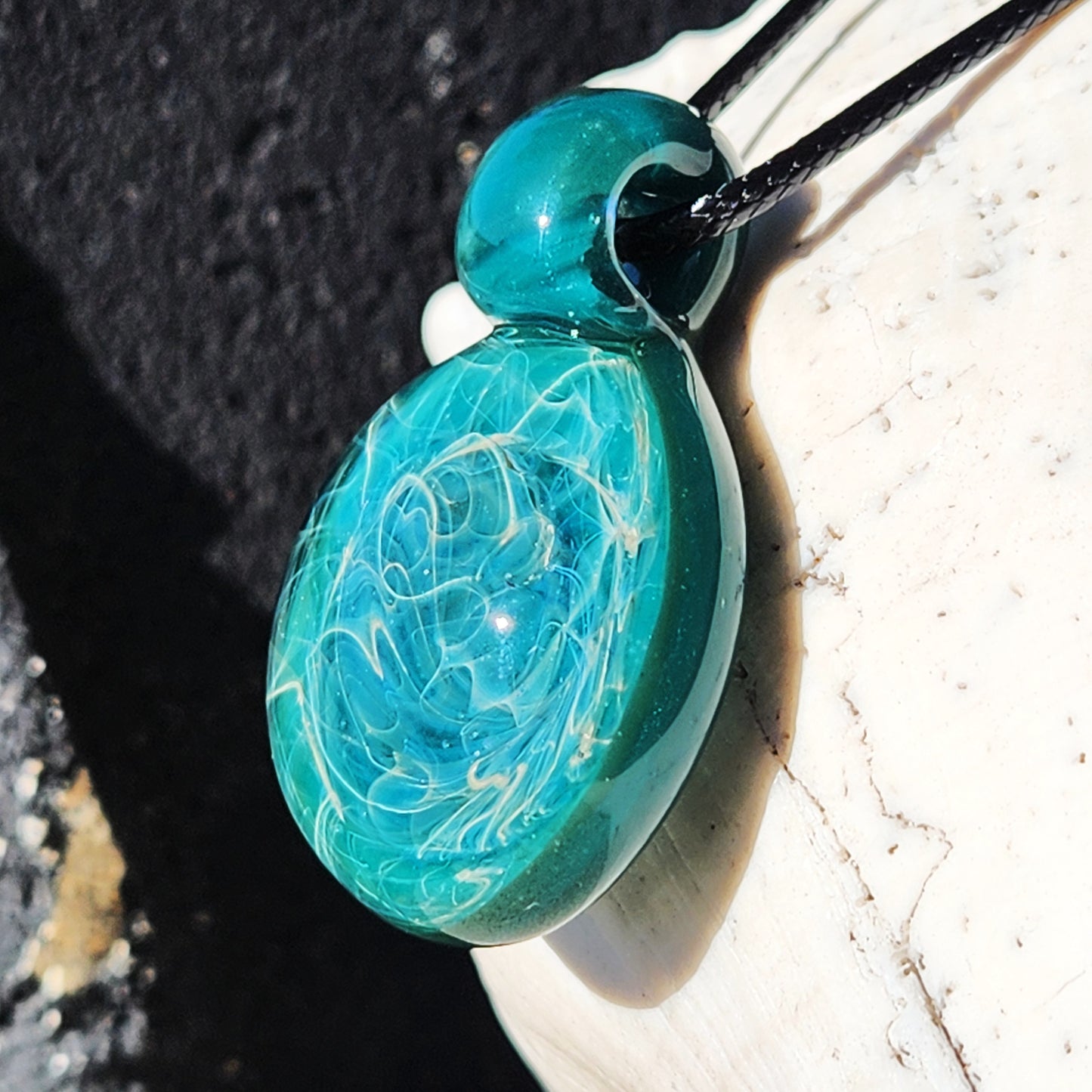 Handmade Turquoise Glass Pendant Necklace