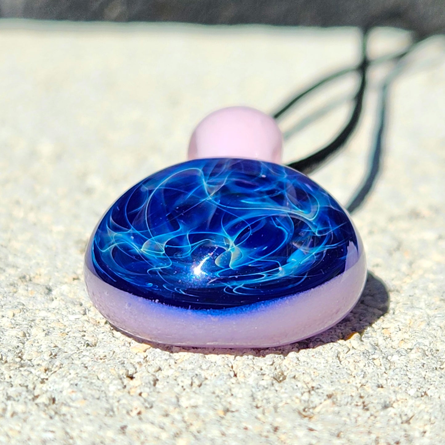 Blue and Pink Handmade Glass Pendant Necklace