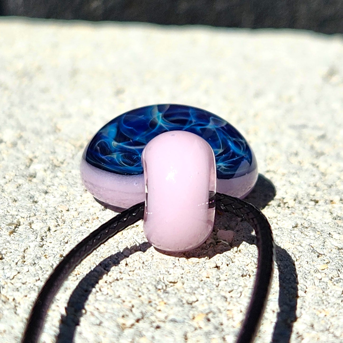Blue and Pink Handmade Glass Pendant Necklace