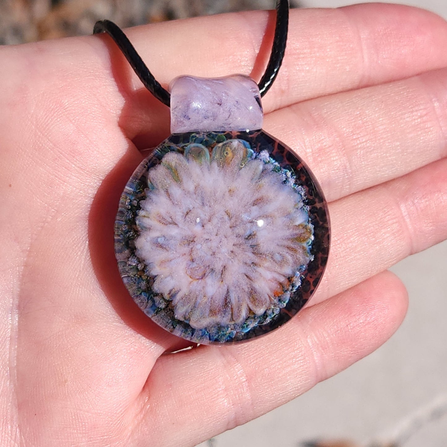 Pink Glass Jewelry Handblown Borosilicate Pendant Handmade