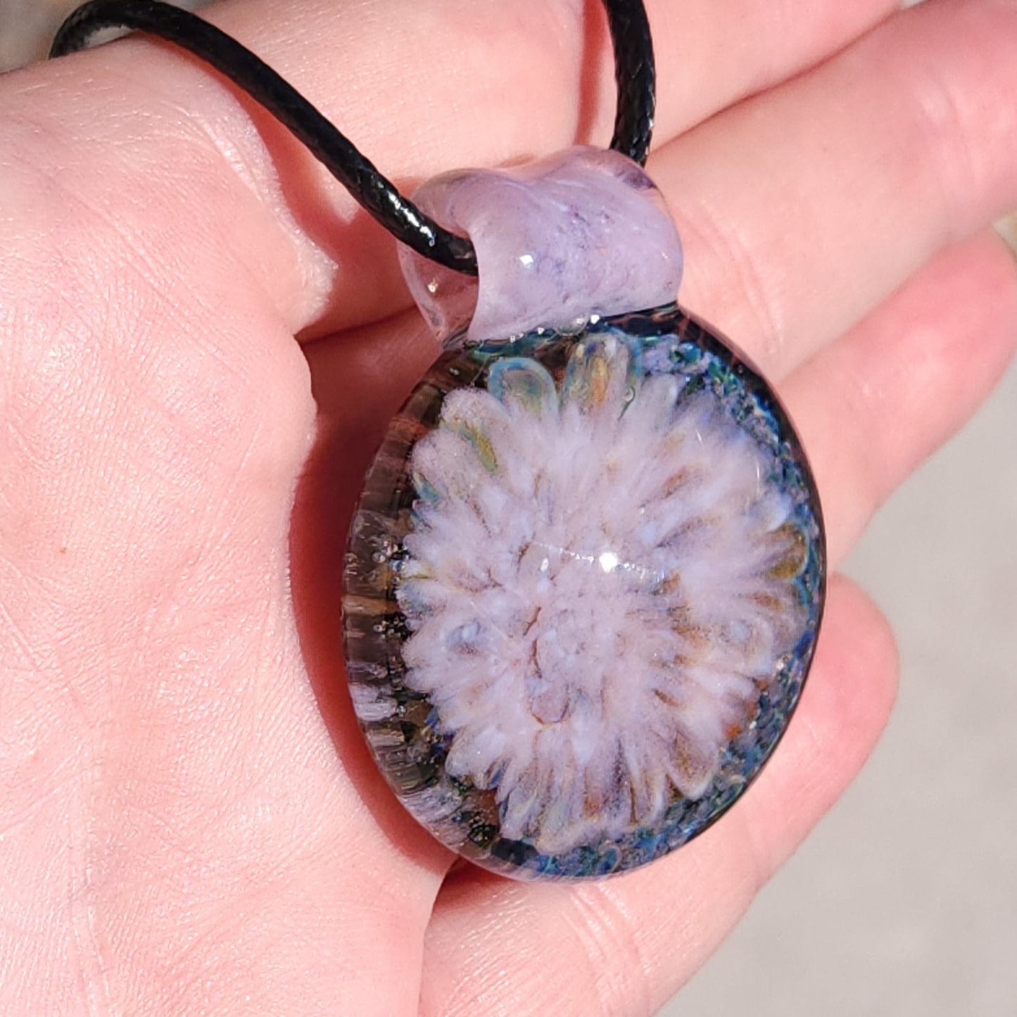 Pink Glass Jewelry Handblown Borosilicate Pendant Handmade